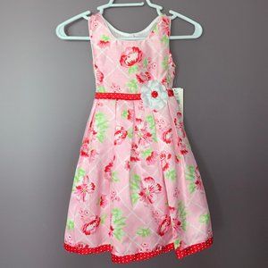 patterned pink and red dress!
